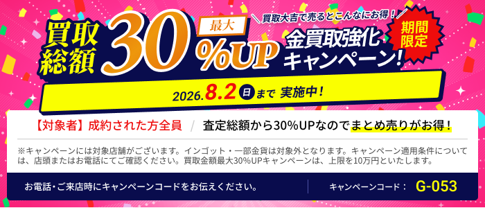 買取金額、最大20％UPキャンペーン実施中！